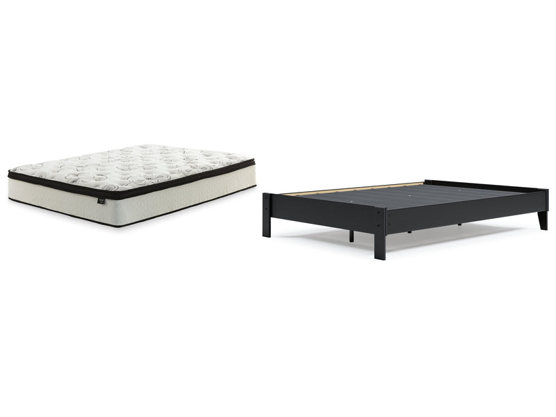 Finch Queen Platform Bed with Mattress in Black - PKG018311