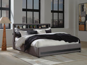 Finigale Gray California King Upholstered Bed with Wireless Audio - PCB2721B22