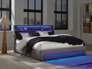 Finigale Gray California King Upholstered Bed with Wireless Audio - PCB2721B22