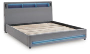 Finigale Gray California King Upholstered Bed with Wireless Audio - PCB2721B22