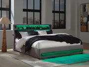 Finigale Gray King Upholstered Bed with Wireless Audio - PCB2721B21