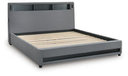 Finigale Gray King Upholstered Bed with Wireless Audio - PCB2721B21