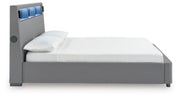 Finigale Gray King Upholstered Bed with Wireless Audio - PCB2721B21