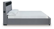 Finigale Gray King Upholstered Bed with Wireless Audio - PCB2721B21