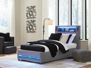 Finigale Gray Twin Upholstered Bed with Wireless Audio - PCB2721B23