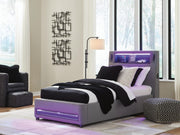 Finigale Gray Twin Upholstered Bed with Wireless Audio - PCB2721B23