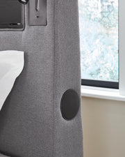 Finigale Gray Twin Upholstered Bed with Wireless Audio - PCB2721B23