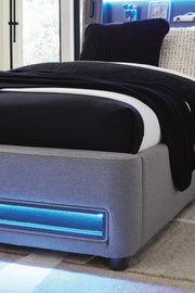 Finigale Gray Twin Upholstered Bed with Wireless Audio - PCB2721B23