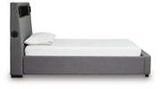 Finigale Gray Twin Upholstered Bed with Wireless Audio - PCB2721B23