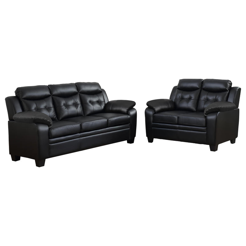 Finley 2-piece Upholstered Padded Arm Tufted Sofa Set Black - 506551-S2