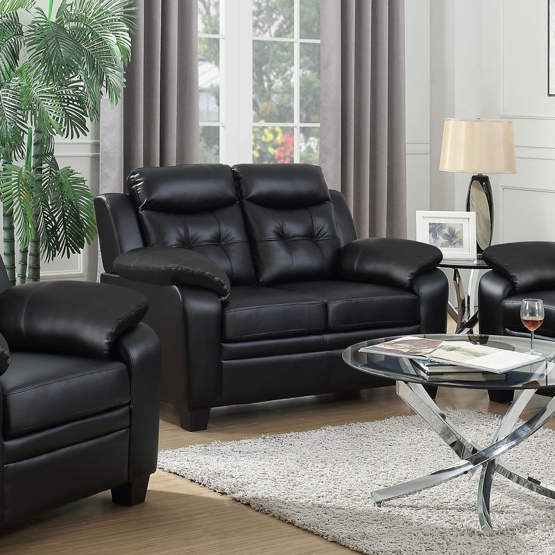 Finley Upholstered Padded Arm Tufted Loveseat Black - 506552