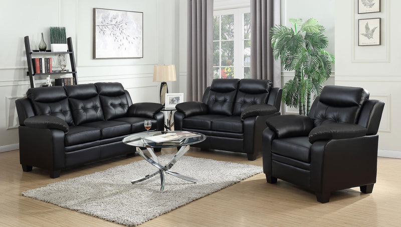Finley Upholstered Padded Arm Tufted Loveseat Black - 506552