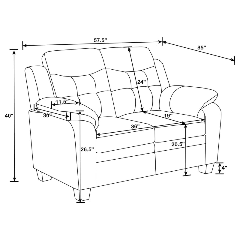 Finley Upholstered Padded Arm Tufted Loveseat Black - 506552