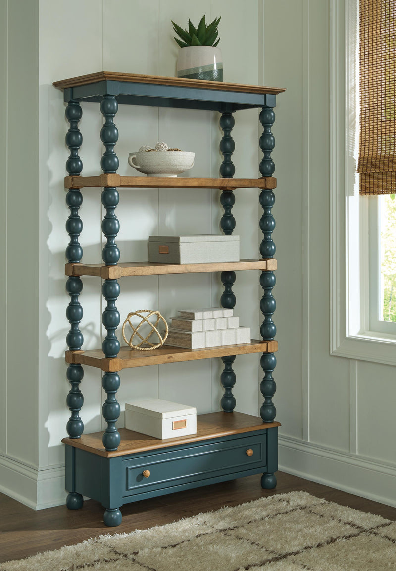 Finnworth Blue/Brown 70" Bookcase - A4000735