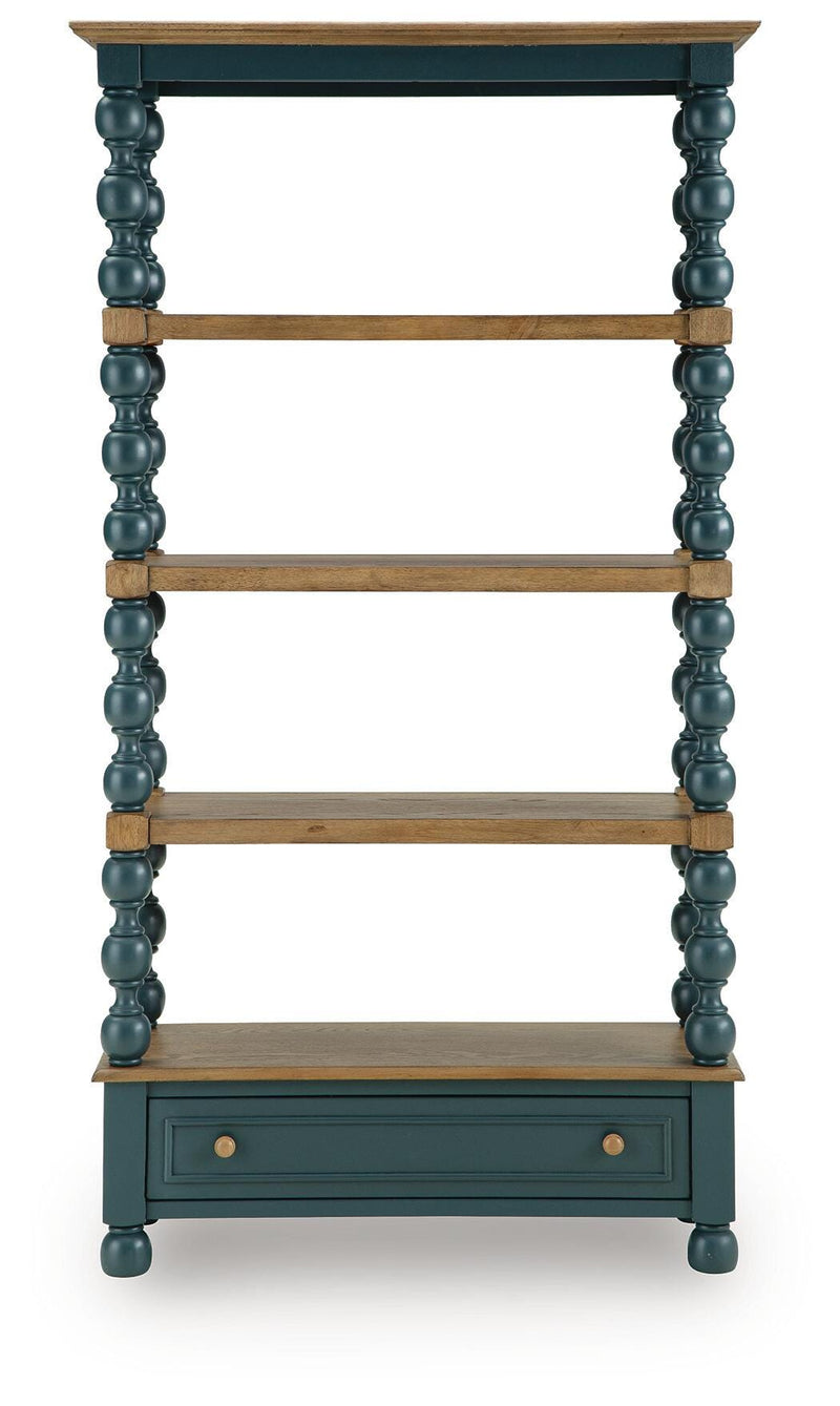 Finnworth Blue/Brown 70" Bookcase - A4000735