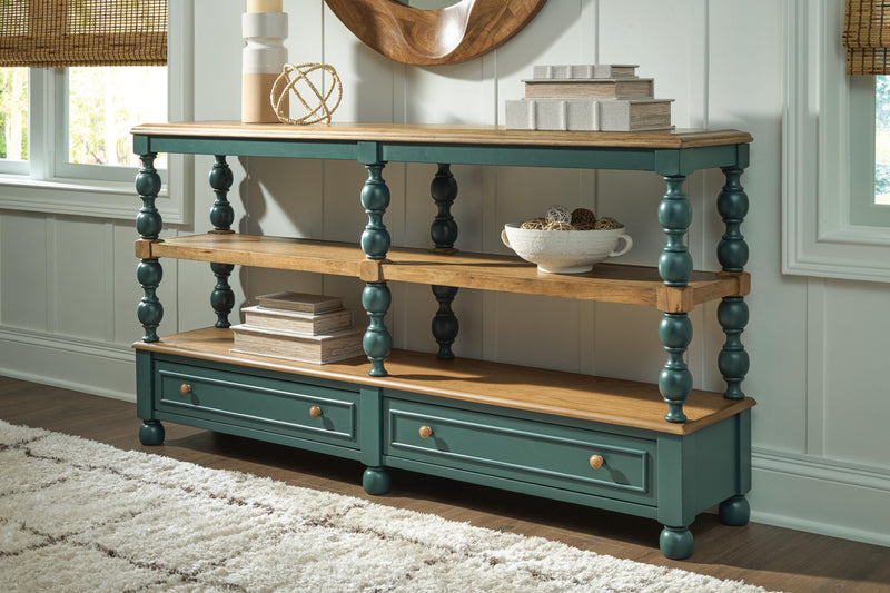 Finnworth Blue/Brown Console Sofa Table - A4000734