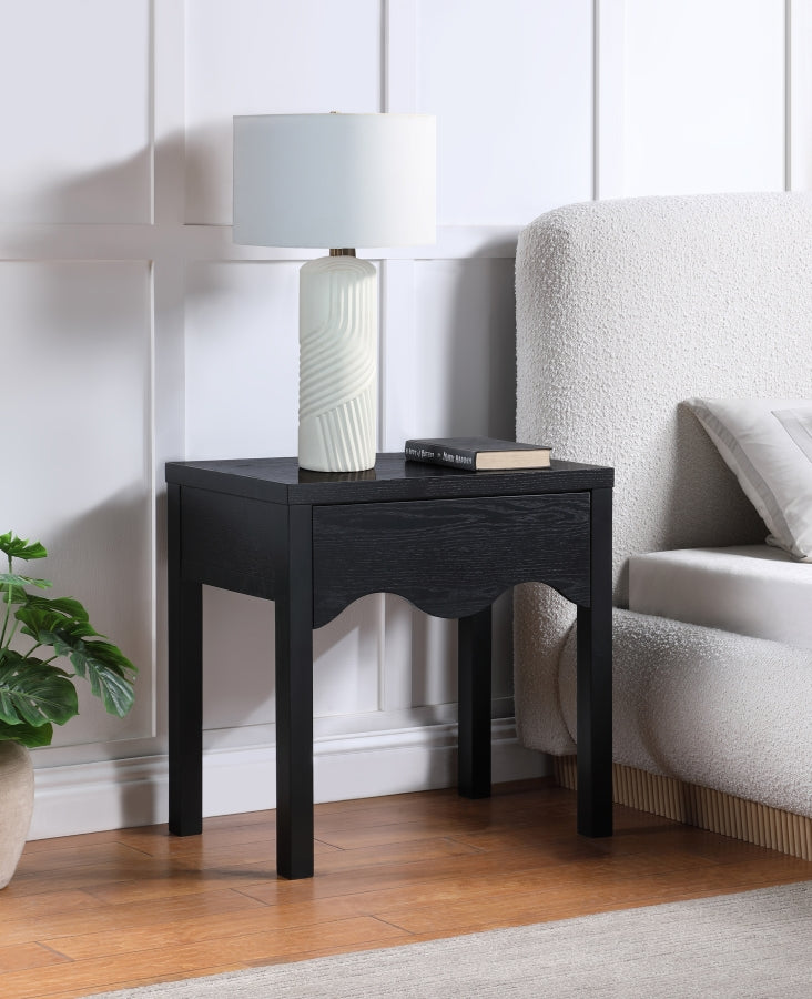 Fiora Oak Veneer Night Stand in Black - 99041Black-NS