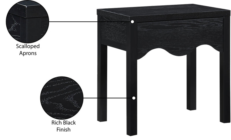 Fiora Oak Veneer Night Stand in Black - 99041Black-NS
