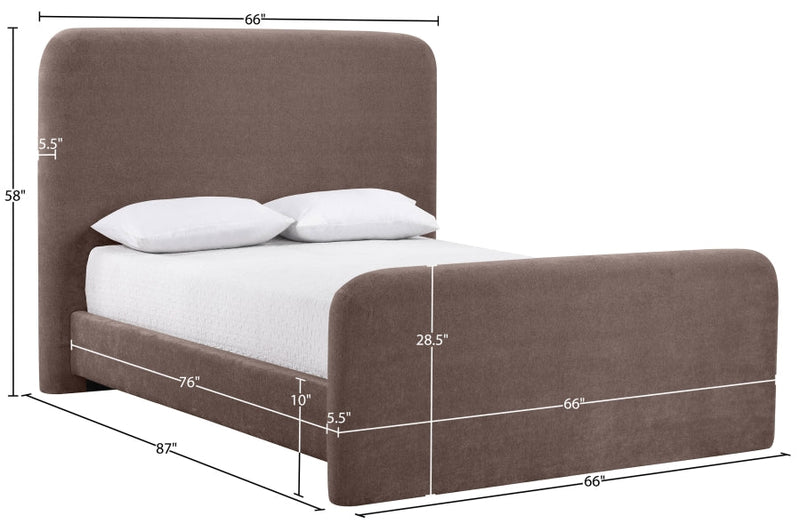 Fira Chenille Fabric Upholstered Full Bed in Brown - B1222Brown-F