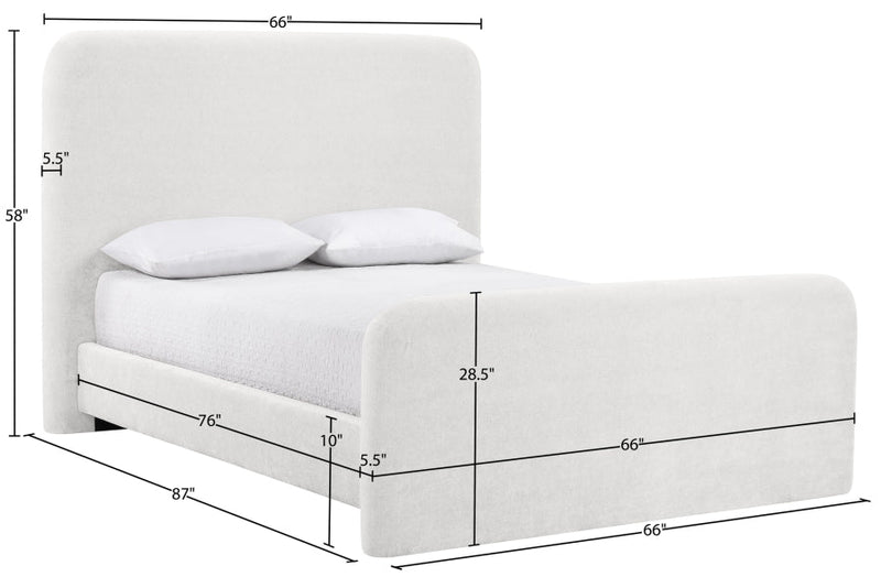 Fira Chenille Fabric Upholstered Full Bed in Cream - B1222Cream-F