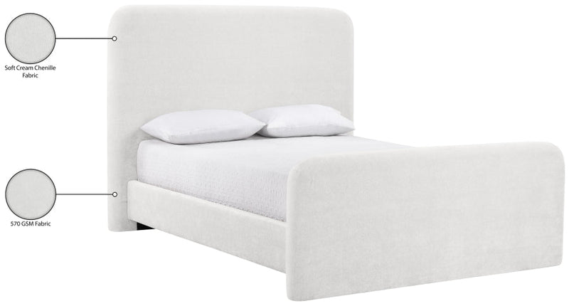 Fira Chenille Fabric Upholstered Full Bed in Cream - B1222Cream-F