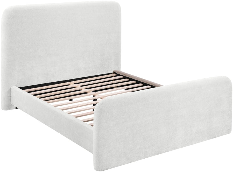 Fira Chenille Fabric Upholstered Full Bed in Cream - B1222Cream-F