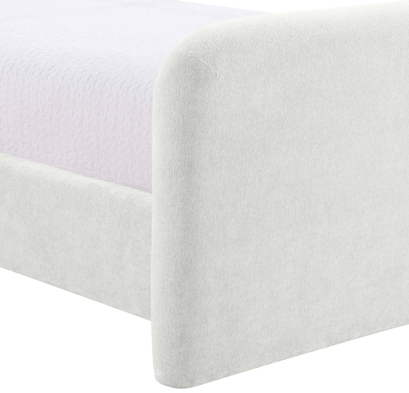 Fira Chenille Fabric Upholstered Full Bed in Cream - B1222Cream-F