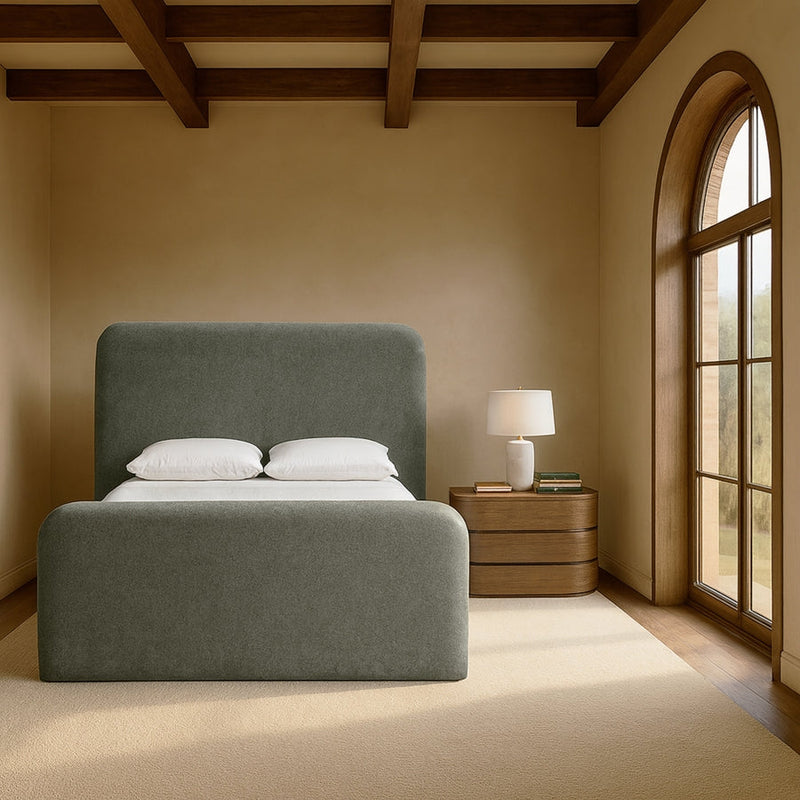Fira Chenille Fabric Upholstered Full Bed in Green - B1222Green-F