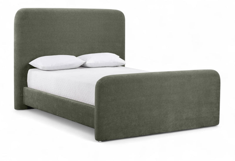 Fira Chenille Fabric Upholstered Full Bed in Green - B1222Green-F