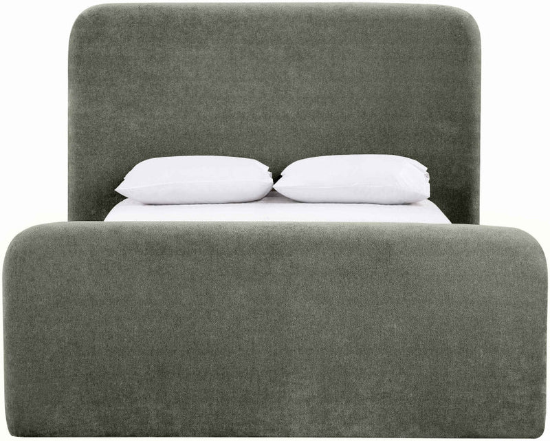 Fira Chenille Fabric Upholstered Full Bed in Green - B1222Green-F