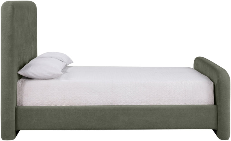 Fira Chenille Fabric Upholstered Full Bed in Green - B1222Green-F