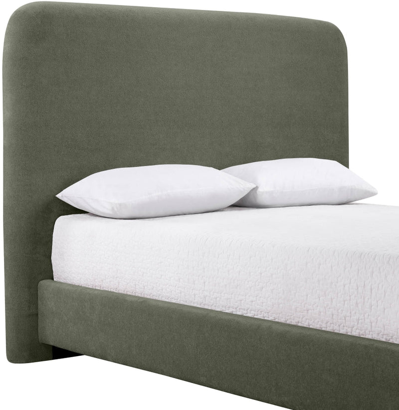 Fira Chenille Fabric Upholstered Full Bed in Green - B1222Green-F