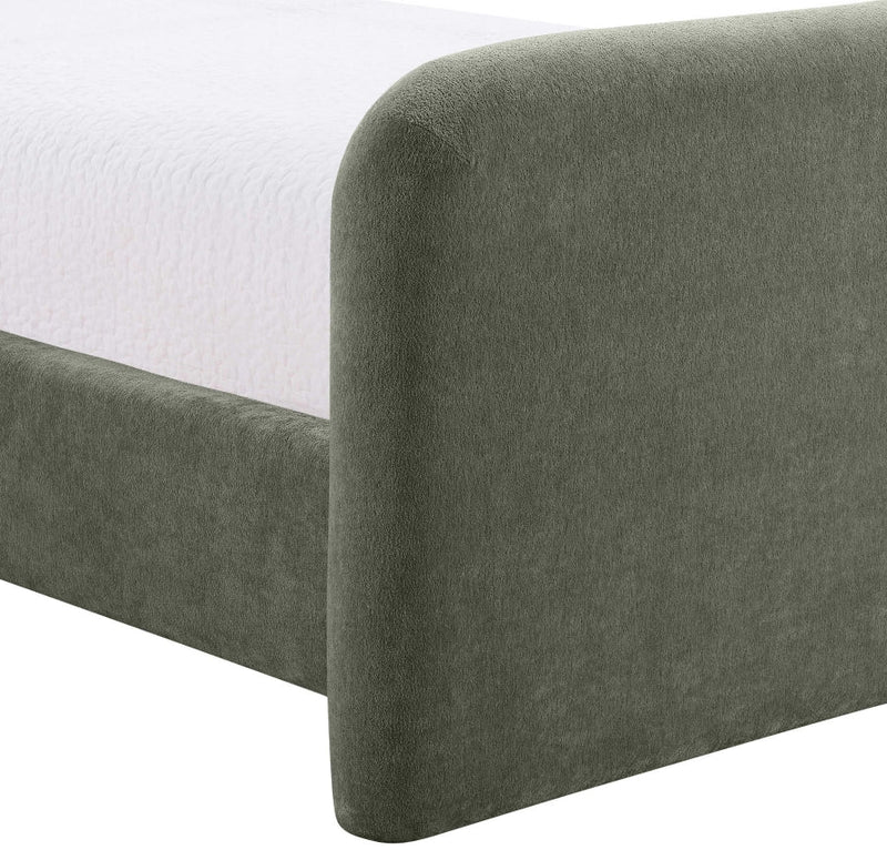 Fira Chenille Fabric Upholstered Full Bed in Green - B1222Green-F