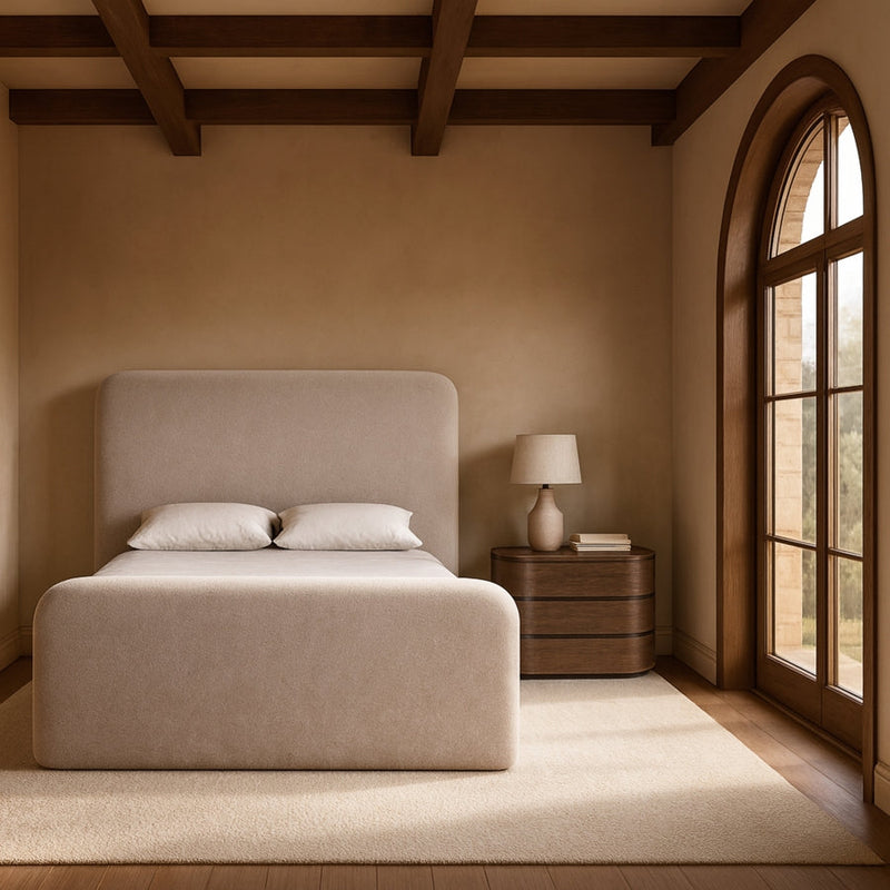Fira Chenille Fabric Upholstered Full Bed in Taupe - B1222Taupe-F