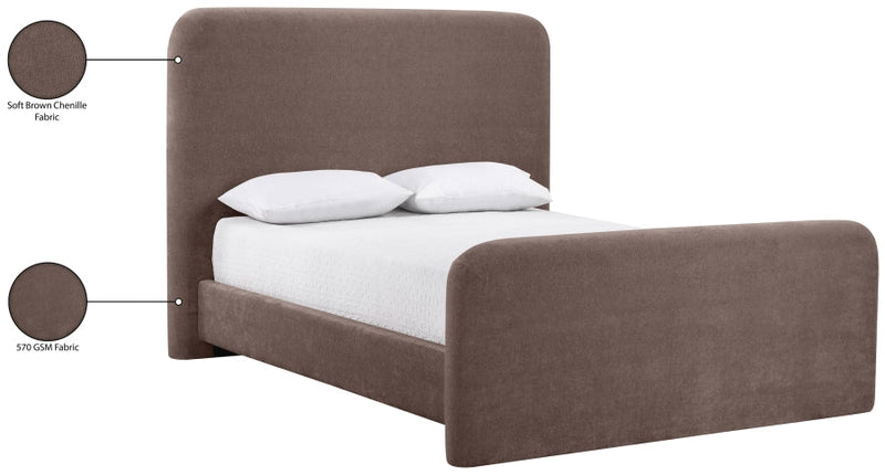 Fira Chenille Fabric Upholstered King Bed in Brown - B1222Brown-K