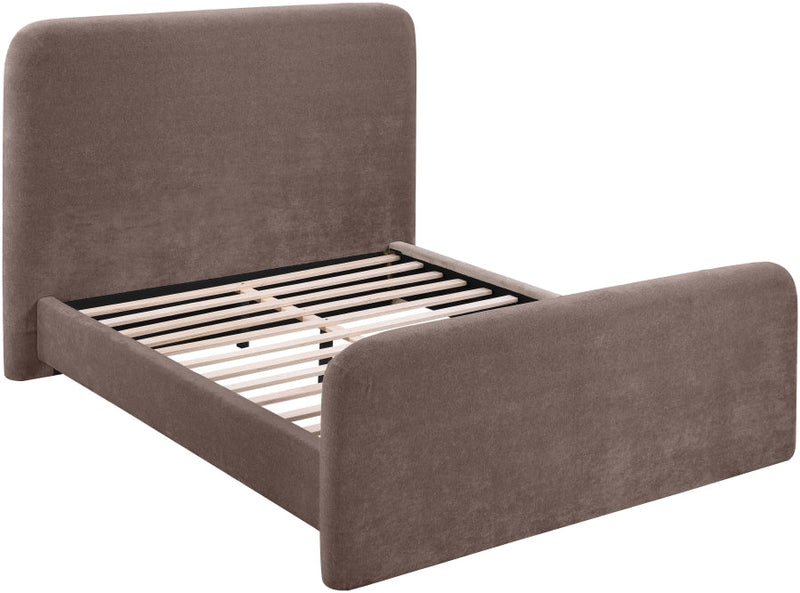 Fira Chenille Fabric Upholstered King Bed in Brown - B1222Brown-K