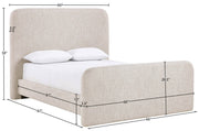 Fira Linen Textured Fabric Upholstered Full Bed in Beige - B1221Beige-F