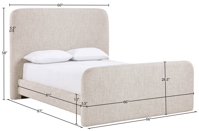 Fira Linen Textured Fabric Upholstered Full Bed in Beige - B1221Beige-F