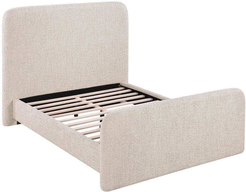 Fira Linen Textured Fabric Upholstered Full Bed in Beige - B1221Beige-F