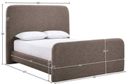 Fira Linen Textured Fabric Upholstered Full Bed in Brown - B1221Brown-F