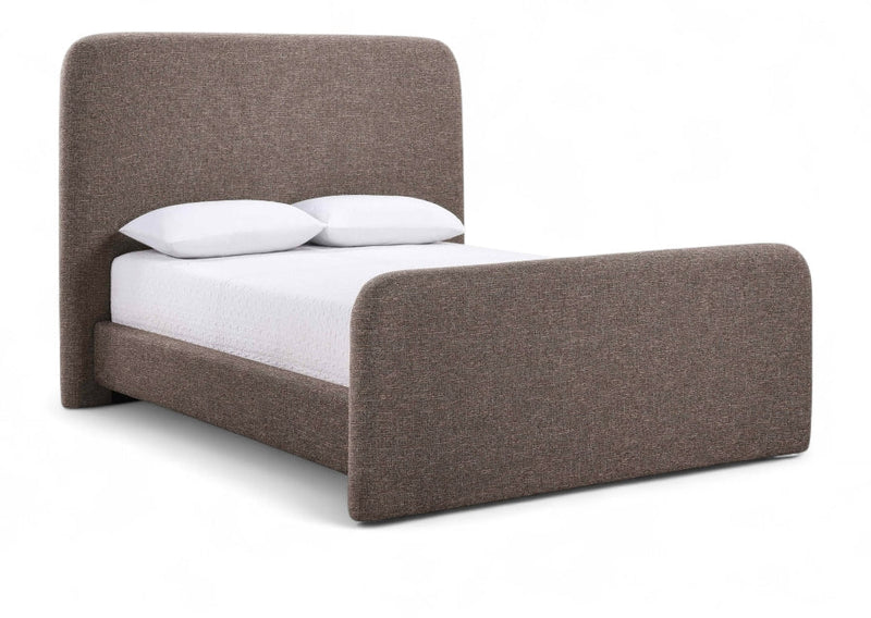 Fira Linen Textured Fabric Upholstered Full Bed in Brown - B1221Brown-F