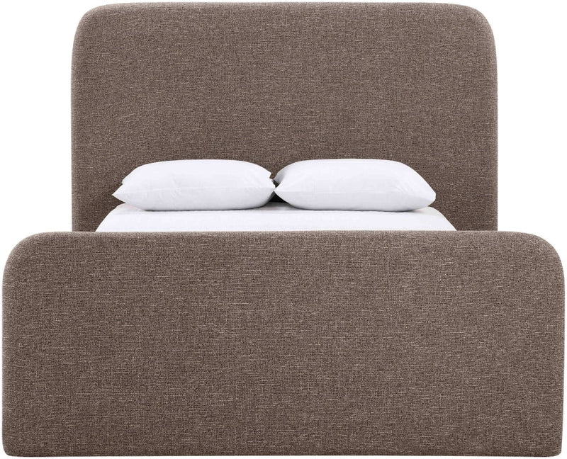 Fira Linen Textured Fabric Upholstered Full Bed in Brown - B1221Brown-F