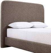 Fira Linen Textured Fabric Upholstered Full Bed in Brown - B1221Brown-F