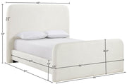 Fira Linen Textured Fabric Upholstered Full Bed in Cream - B1221Cream-F