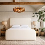 Fira Linen Textured Fabric Upholstered Full Bed in Cream - B1221Cream-F