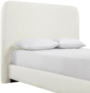 Fira Linen Textured Fabric Upholstered Full Bed in Cream - B1221Cream-F