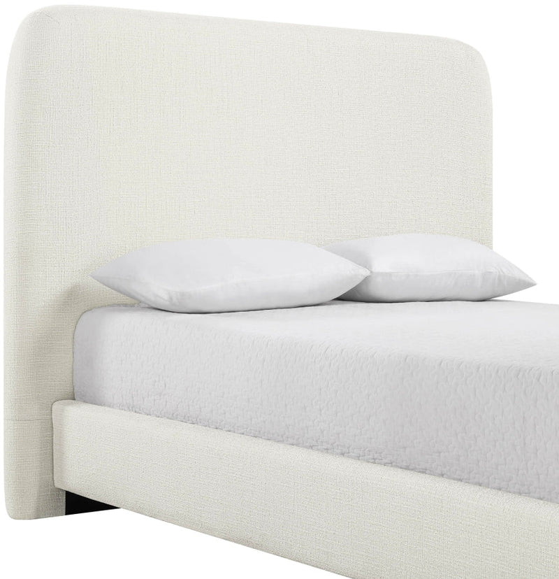 Fira Linen Textured Fabric Upholstered Full Bed in Cream - B1221Cream-F