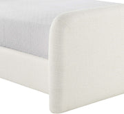 Fira Linen Textured Fabric Upholstered Full Bed in Cream - B1221Cream-F