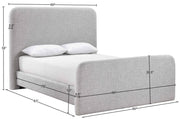 Fira Linen Textured Fabric Upholstered Full Bed in Grey - B1221Grey-F