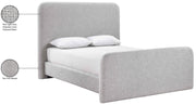 Fira Linen Textured Fabric Upholstered Full Bed in Grey - B1221Grey-F